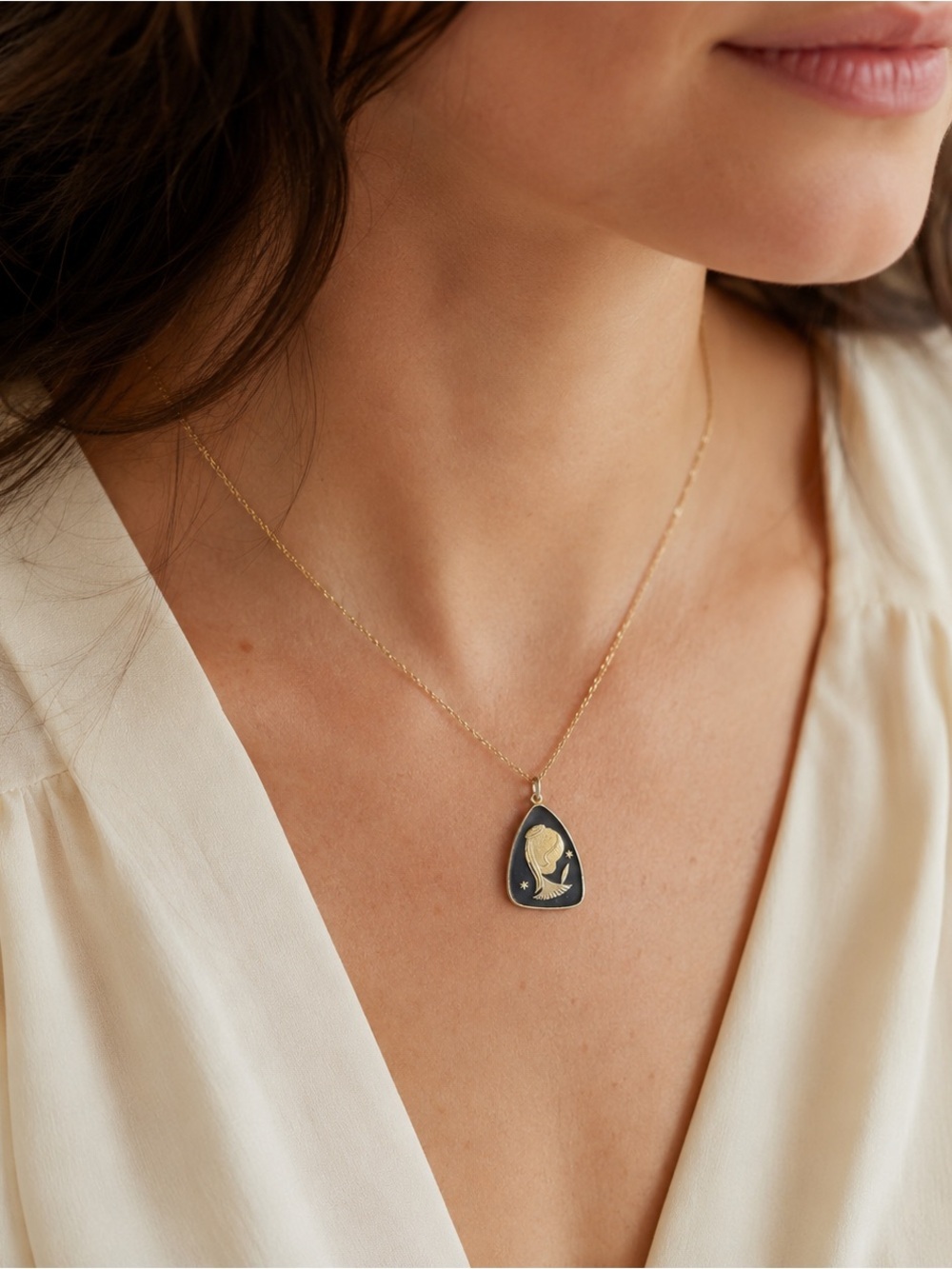 Vintage Toledo Damascene Virgin Mary Madonna Pendant DAG Spain 1970s